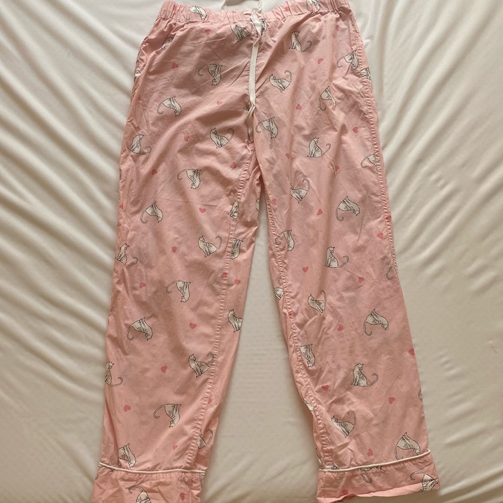 Jcrew 100% cotton cat printed pink pajama pants